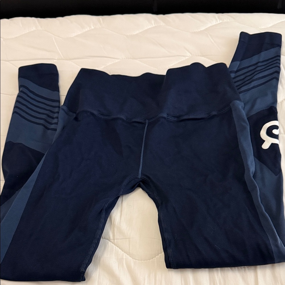 Peloton Navy and Dark Blue Women’s ' Athletic Leggings with Side Panels